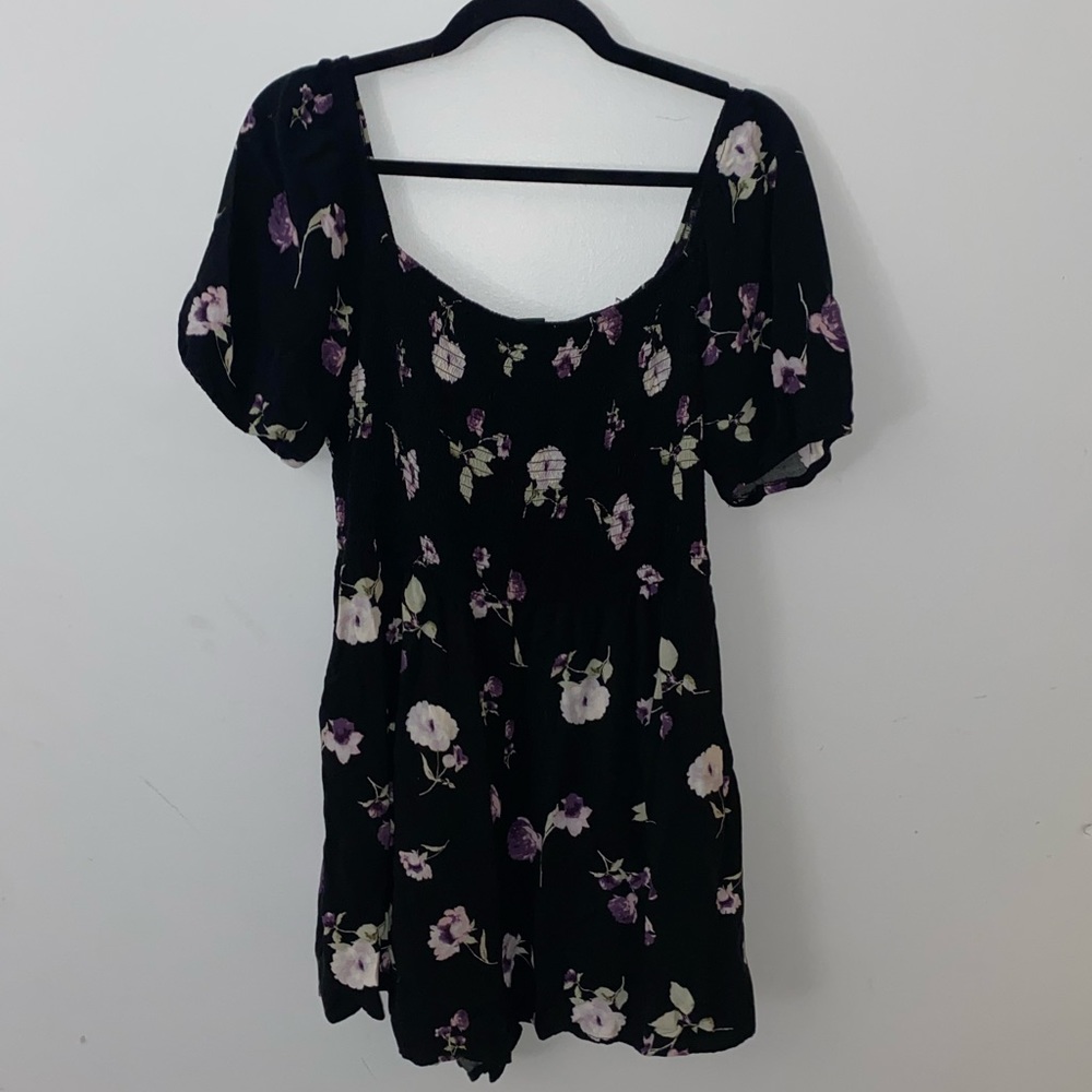 Black/Purple Floral Romper
